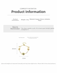 Specifiche dettagliate del bracciale vintage placcato oro con fiori di zircone e perle