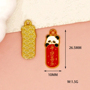 Gedetailleerde weergave van panda hanger in Chinese stijl met maten 26,5x10mm en 1,5g