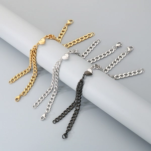 Titanium steel couple magnetic heart bracelets in gold silver and black colors