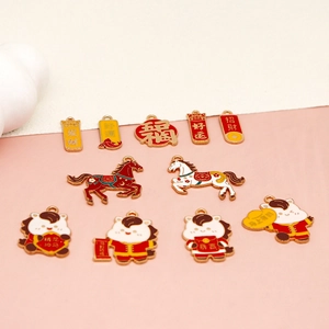 Selection of festive Chinese New Year zodiac horse enamel charms and pendants