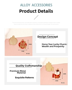 Detailed view of Chinese zodiac horse alloy oil drip pendants for DIY crafts and jewelry