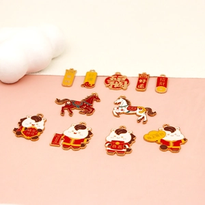 Detailed view of Chinese New Year zodiac horse enamel charms for DIY jewelry making