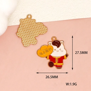 Cartoon horse charm pendant with lucky gold sycee 27.5mm DIY accessory