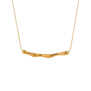 Irregular textured gold pendant necklace with minimalist snake chain for women