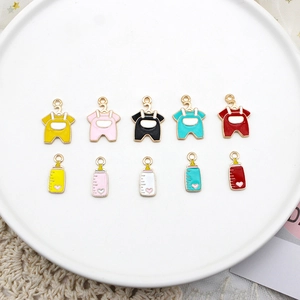 Colorful alloy enamel baby clothes and milk bottle charms for DIY jewelry making