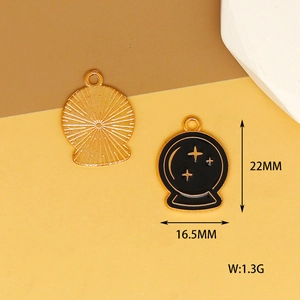 Detail view of tarot crystal ball charm with 22mm x 16.5mm size and 1.3g weight
