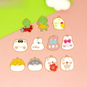 Cute Cartoon Animal Head DIY Jewelry Accessories Zinc Alloy Enamel Charms For Necklace Bracelet Bag Decoration Handmade Craft Supplies