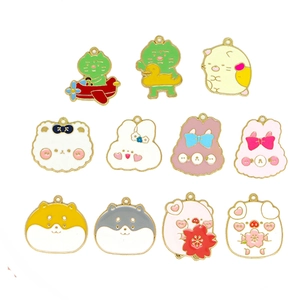 Set of 11 cute cartoon animal enamel charms for DIY jewelry making and bag decoration