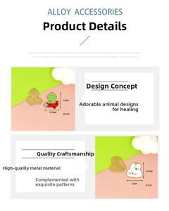 Detailed view of cute enamel animal charms with dimensions for DIY jewelry making