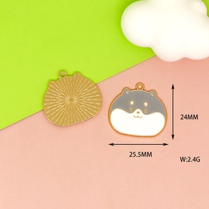 Detailed view of a cute Shiba Inu dog alloy enamel charm with dimensions 25.5x24mm for DIY