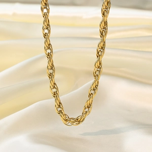 Elegante vergulde titanium stalen touwketting met een luxe minimalistisch ontwerp