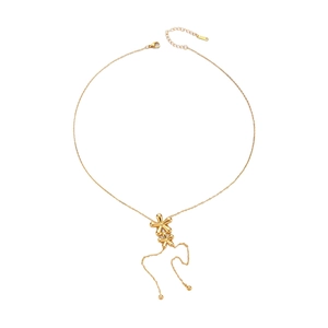 Elegant gold S925 sterling silver necklace featuring a double flower pendant design