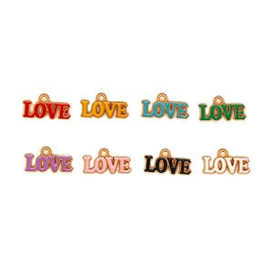 Set of colorful alloy enamel LOVE letter charms for DIY jewelry and keychain making projects