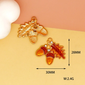 Detailed close-up of a Thanksgiving acorn alloy pendant showing size and weight specifications