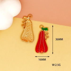 Detailed size dimensions of red enamel pumpkin charm pendant for DIY jewelry crafting