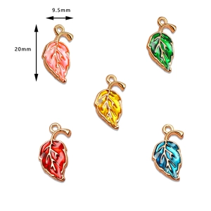 DIY colorful alloy enamel maple leaf charms for earrings and necklaces, 20mm height