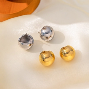 Glänzende Kugelförmige Steckerohrringe Edelstahl Minimalistisch Geometrisch Metallkugel Ohrbuckle Für Damen Mode Schmuck