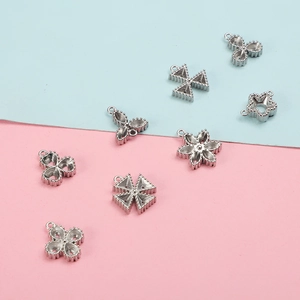 Stainless Steel Heart Star Clover Pendants For DIY Jewelry Making Double Loop Rhinestone Setting Charms Findings