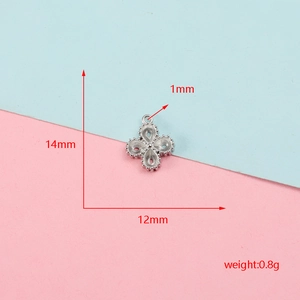 Detailed measurements of stainless steel water-drop clover pendant setting for DIY jewelry