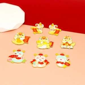 Breloques émaillées signe serpent chinois pour bijoux DIY et décoration nouvel an