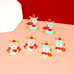 Breloques serpent en émail pour bijoux DIY pendentifs festifs du Nouvel An chinois