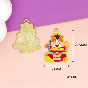Detail view of a cartoon horse enamel charm with dimensions and weight info.