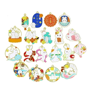 Various cartoon bunny enamel charms for Mid-Autumn Festival DIY jewelry making
