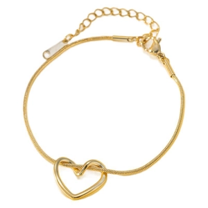 18K vergoldetes Herz-Armband aus Edelstahl mit stilvollem Schlangenkettendesign für Damen