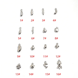 Selection of mini stainless steel pendants for DIY jewelry making in various animal and plant shapes