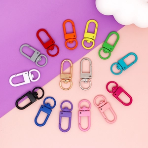 Detailed view of multi-colored swivel lobster clasps for DIY jewelry making