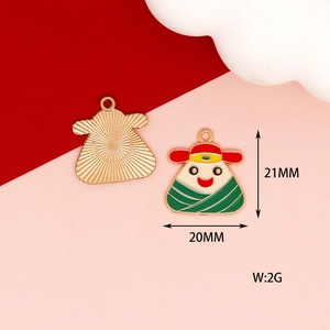 Λεπτομερής όψη σμάλτου Zongzi με διαστάσεις 21x20mm και βάρος 2g για χειροποίητα κοσμήματα