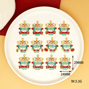 Detailed dimensions of lion dance charms with weight 3.3g and size 29mm x 24mm