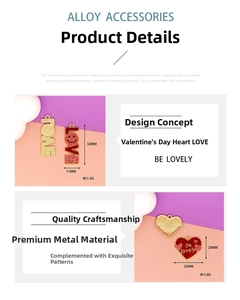 Detail of alloy heart and LOVE charms with pearlescent oil finish for DIY jewelry