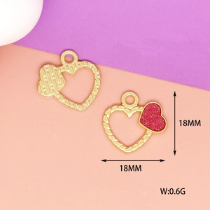 Macro view of 18mm heart-shaped alloy charms for DIY jewelry accessories with specifications.