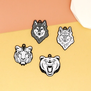 Lot de pendentifs animaux sauvages en alliage noir et blanc pour bijoux DIY.