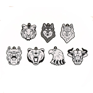 Ensemble de pendentifs tête d'animal noir et blanc minimalistes pour bijoux DIY et porte-clés