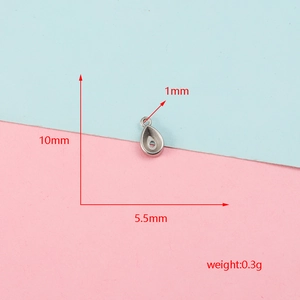 Detailansicht der 10mm Edelstahl Tropfenanhänger Basis mit genauen Maßen und Gewicht