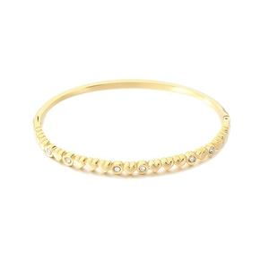 Elegante bracciale rigido in acciaio inossidabile dorato con cuori e cristalli da donna.
