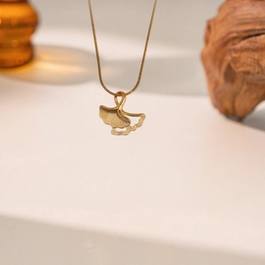 Collier Pendentif Feuille De Ginkgo Acier Inoxydable 304 Chaîne Serpent Élégant Bijoux Mode Pour Femmes