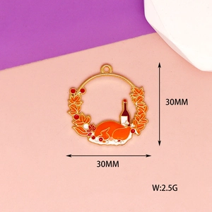 Close-up detail of a Thanksgiving themed turkey enamel pendant with 30mm dimensions