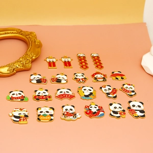Collectie feestelijke emaille panda bedeltjes voor Chinees Nieuwjaar, DIY sieraden