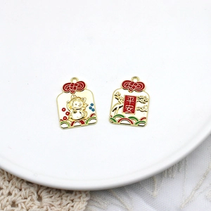 Chinese style lucky cat and peace charms, enamel alloy pendants for DIY jewelry and keychains