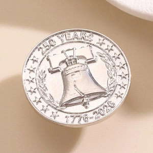 Silver commemorative Liberty Bell brooch for the US 250th anniversary with 1776-2026 engraving