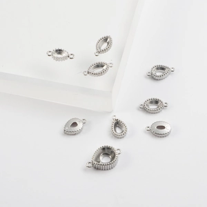 Pendentifs de Plateau de Lunette en Acier Inoxydable Avec Bord Festonné pour Fabrication de Bijoux DIY Forme Goutte Ovale Marquise