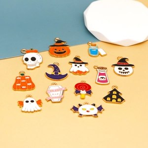 Detailed assortment of Halloween enamel charms for DIY jewelry and necklace making