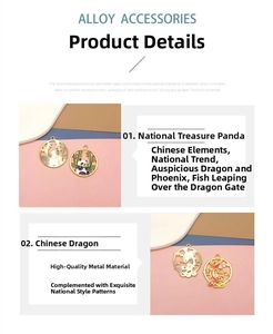 Detailed view of Chinese style alloy enamel pendants featuring panda and dragon motifs