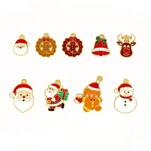 Set de colgantes navideños de aleación esmaltada para hacer joyas DIY