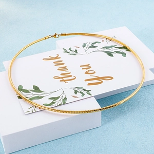 Minimalist Snake Chain Necklace Smooth Round Stainless Steel Gold Color Fashion Jewelry For Women