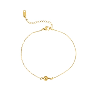 18K gold plated titanium steel anklet featuring fine chain links and a polished gold bead