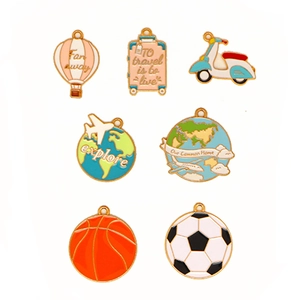 Enamel travel and sports themed alloy charms set for DIY jewelry making pendants